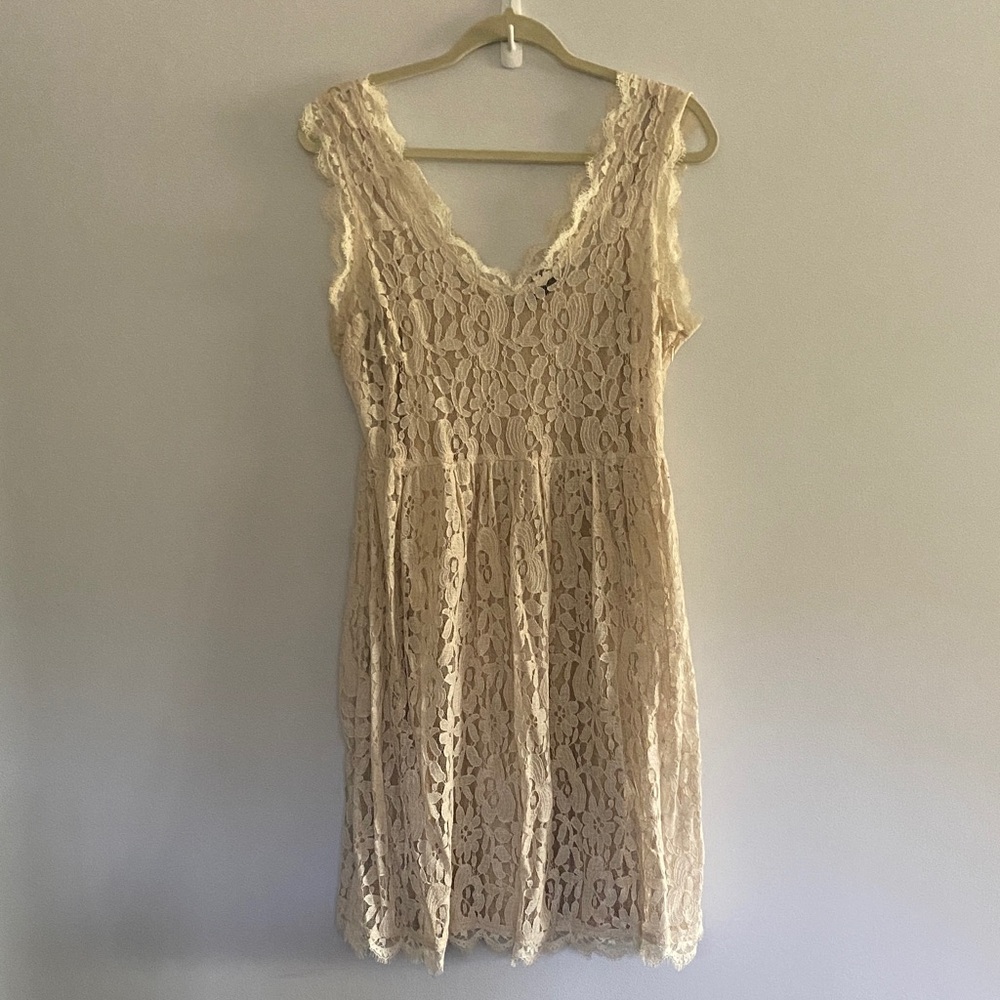 Greylin Cream Lace V-Neck Dress